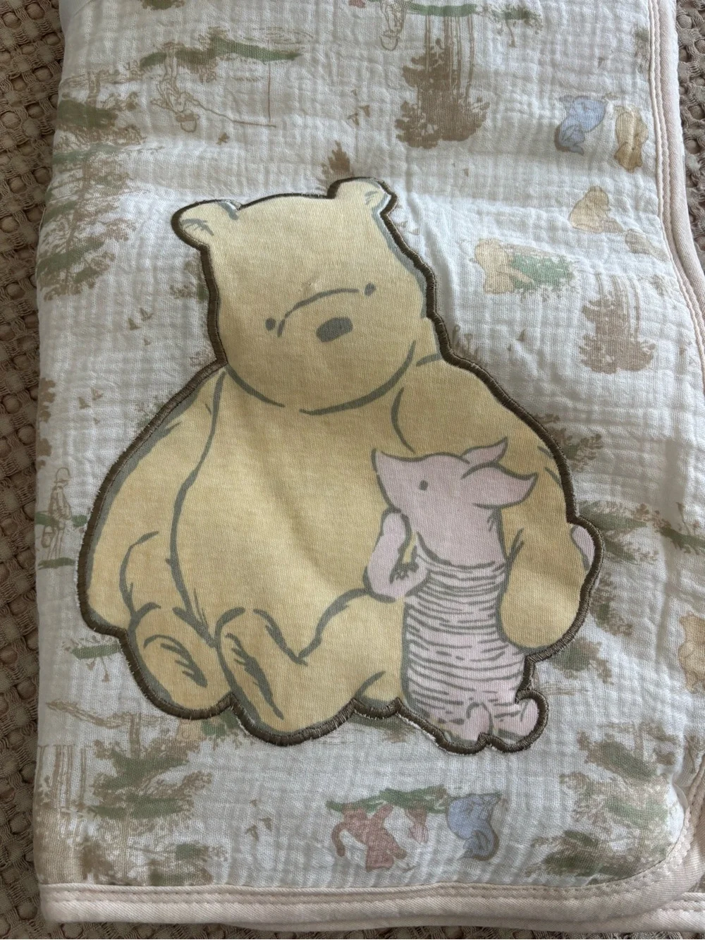 Disney Baby Organic Cotton Muslin Blanket - Cream, Tan & Green - Picture 2 of 5